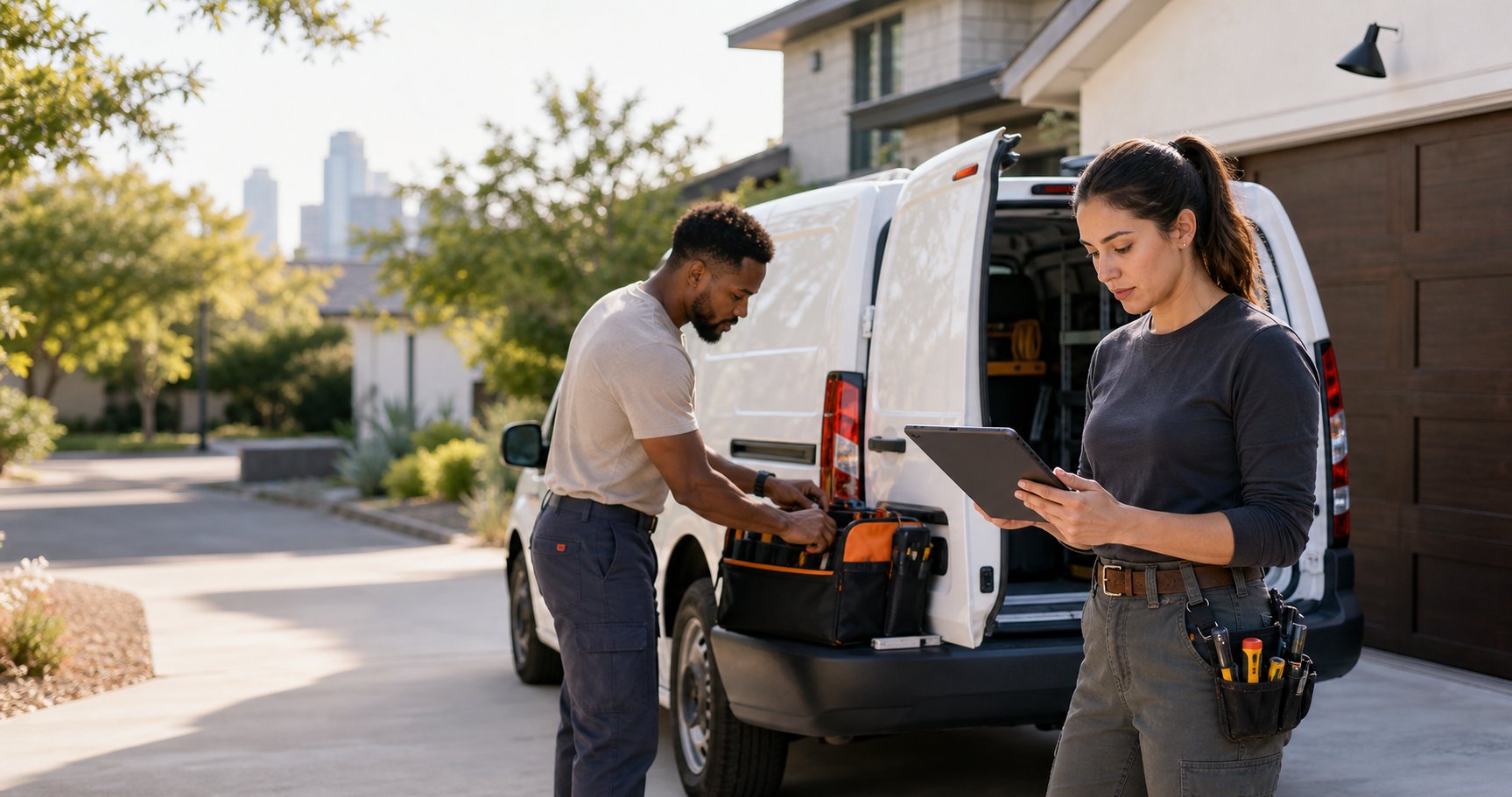 Austin service pro arriving for a same-day home setup visit